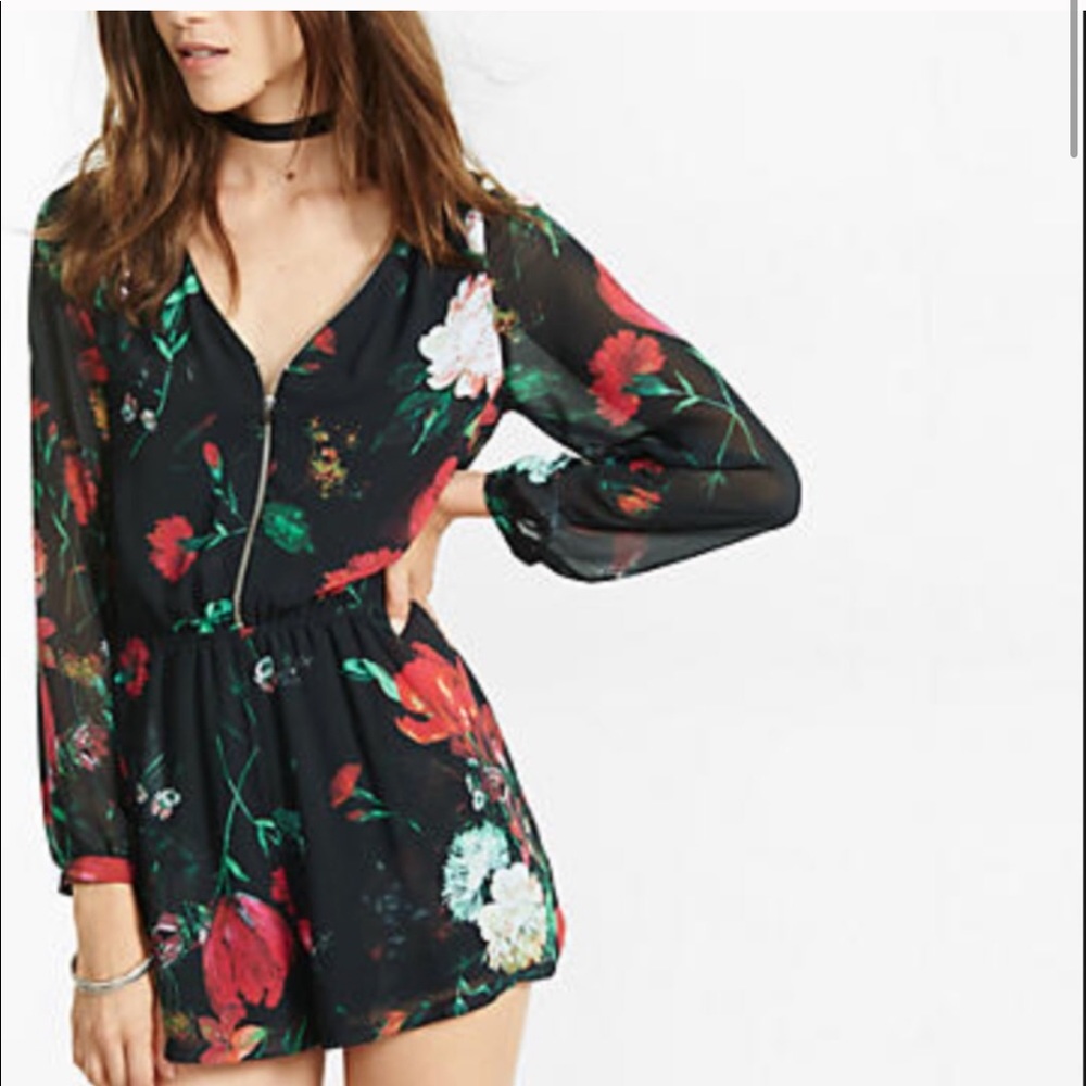 NWOT Black Floral Romper